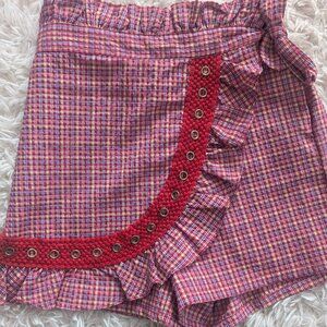 MISA Los Angeles Plaid Mini Skort — Red (M)